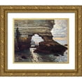 thumbnail image 1 of Monet, Claude 14x12 Gold Ornate Wood Framed with Double Matting Museum Art Print Titled - Cliff At Etretat, 1 of 4