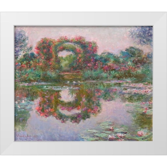 Monet, Claude 14x12 White Modern Wood Framed Museum Art Print Titled - Flowering Arches, Giverny