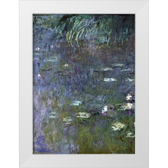 Monet, Claude 14x18 White Modern Wood Framed Museum Art Print Titled - Water Lilies: Morning, c. 1914-26 (right)