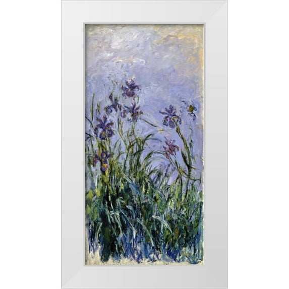 Monet, Claude 14x24 White Modern Wood Framed Museum Art Print Titled - Iris mauves