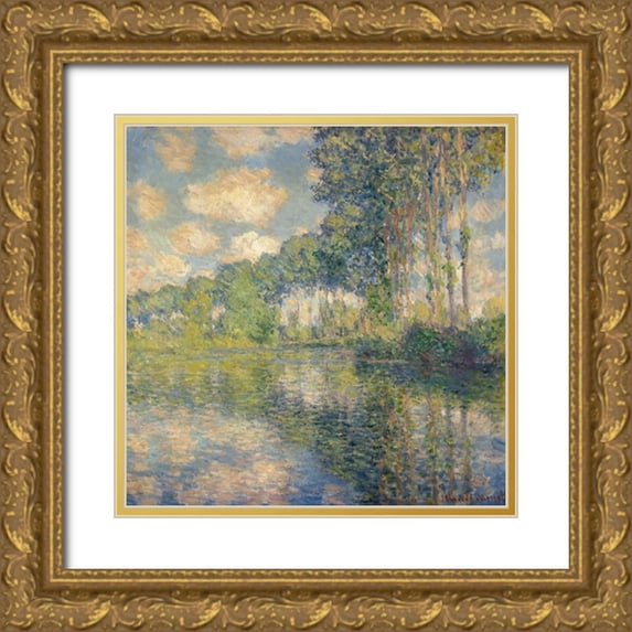 Monet, Claude 15x15 Gold Ornate Wood Framed with Double Matting Museum Art Print Titled - Poplars on the Epte