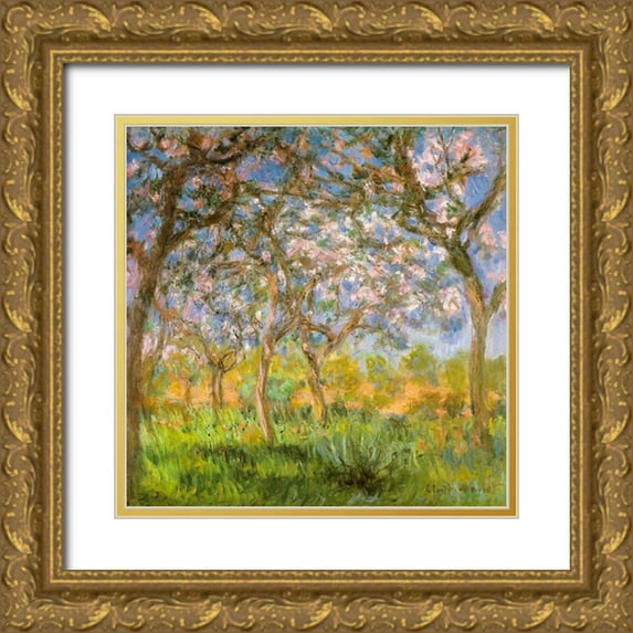 Monet, Claude 15x15 Gold Ornate Wood Framed with Double Matting Museum Art Print Titled - Spring 1900