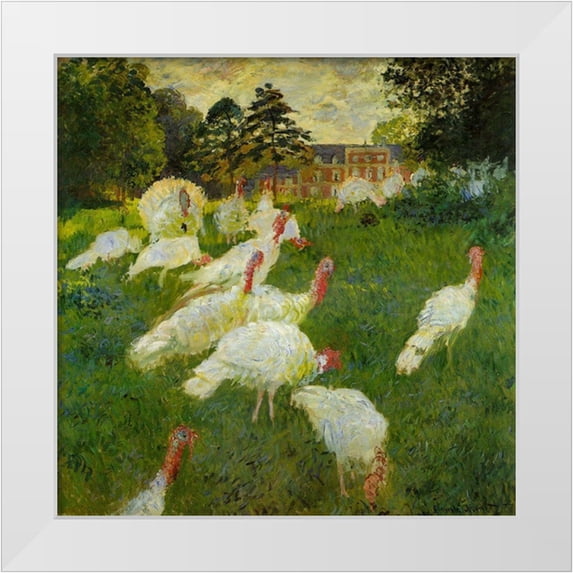 Monet, Claude 15x15 White Modern Wood Framed Museum Art Print Titled - Turkeys at Montgeron 1877