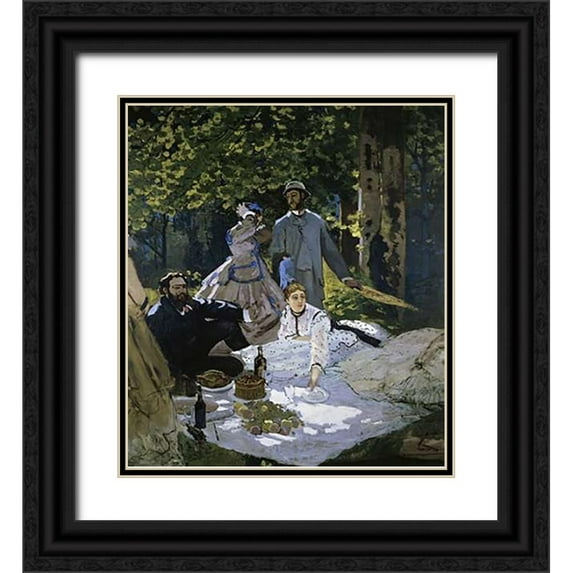 Monet, Claude 15x17 Black Ornate Wood Framed with Double Matting Museum Art Print Titled - Luncheon on the Grass
