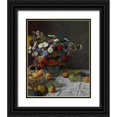 thumbnail image 1 of Monet, Claude 15x18 Black Ornate Wood Framed with Double Matting Museum Art Print Titled - Still Life with Flowers and Fruit, 1 of 4