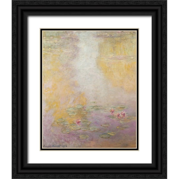 Monet, Claude 15x18 Black Ornate Wood Framed with Double Matting Museum Art Print Titled - Water-lilies 1908