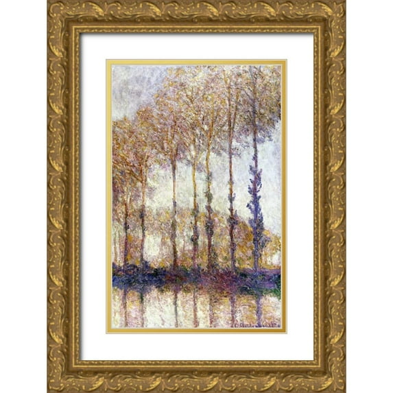 Monet, Claude 17x24 Gold Ornate Wood Framed with Double Matting Museum Art Print Titled - Poplars
