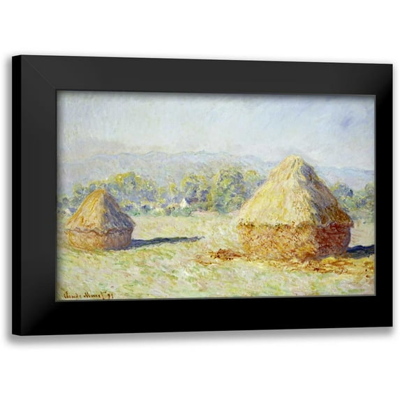 Monet, Claude 18x13 Black Modern Framed Museum Art Print Titled - Haystacks, Morning Effect