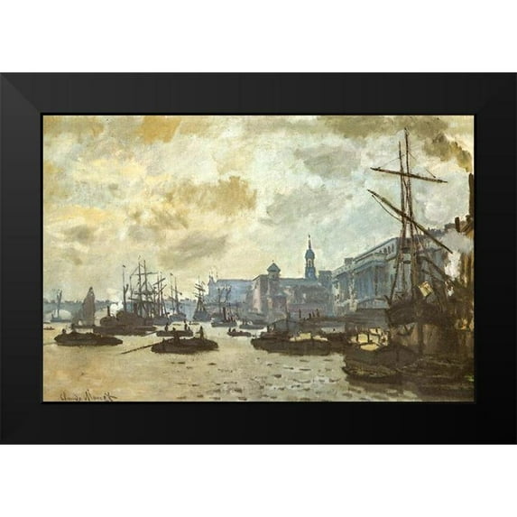 Monet, Claude 18x13 Black Modern Framed Museum Art Print Titled - The Pool of London 1871