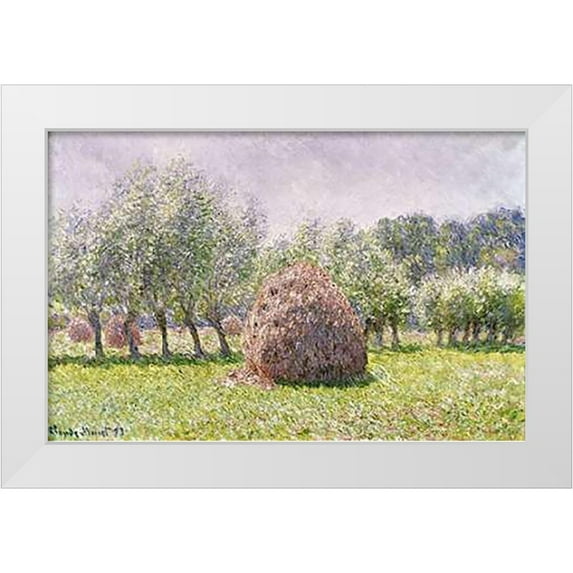 Monet, Claude 18x13 White Modern Wood Framed Museum Art Print Titled - Haystack