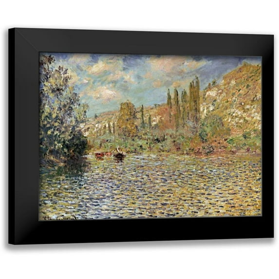 Monet, Claude 18x14 Black Modern Framed Museum Art Print Titled - The Seine at Vetheuil