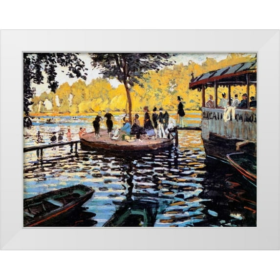 Monet, Claude 18x14 White Modern Wood Framed Museum Art Print Titled - La Grenouillere The Frog Pond 1869