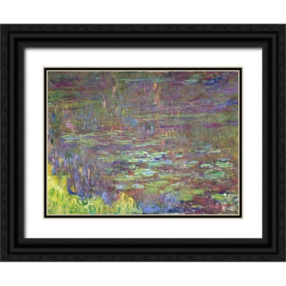 Monet, Claude 18x15 Black Ornate Wood Framed with Double Matting Museum Art Print Titled - Detail of Waterlilies at Sunset