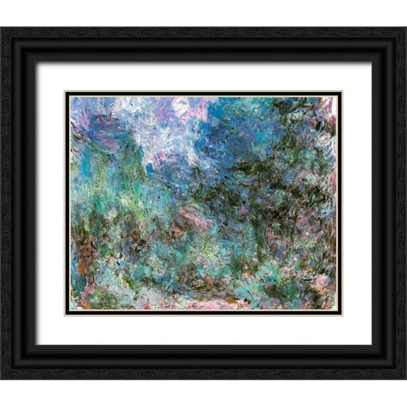 Monet, Claude 18x15 Black Ornate Wood Framed with Double Matting Museum Art Print Titled - House among the Roses 1920