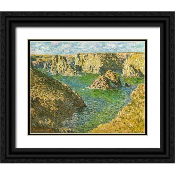 Monet, Claude 18x15 Black Ornate Wood Framed with Double Matting Museum Art Print Titled - Port Donnant-Belle-Ile 1887