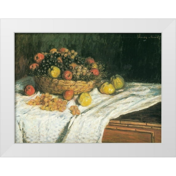 Monet, Claude 18x15 White Modern Wood Framed Museum Art Print Titled - Apples and Grapes 1879