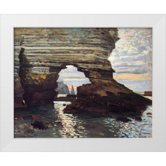 Monet, Claude 18x15 White Modern Wood Framed Museum Art Print Titled - Cliff At Etretat
