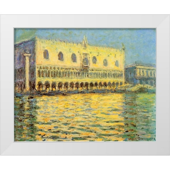 Monet, Claude 18x15 White Modern Wood Framed Museum Art Print Titled - Doges Palace Seen From San Giorgio