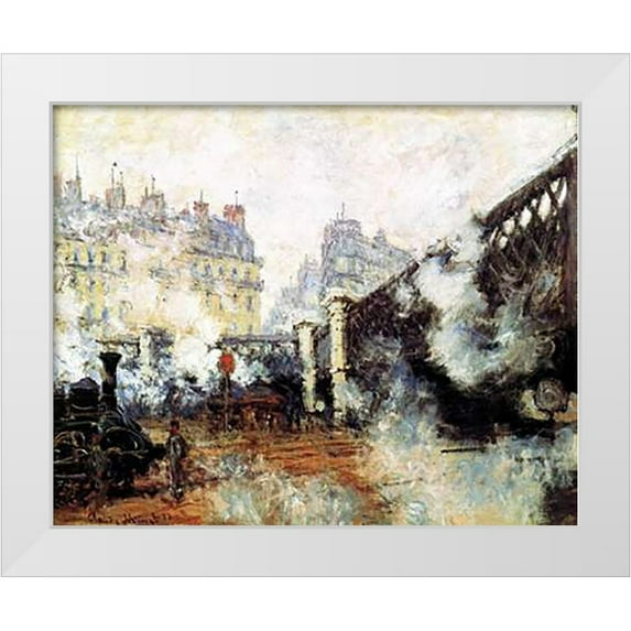 Monet, Claude 18x15 White Modern Wood Framed Museum Art Print Titled - Pont De LEurope 1877
