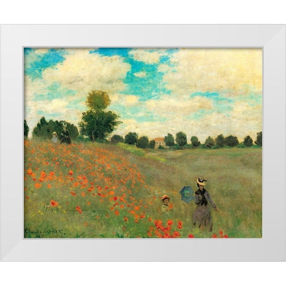 Monet, Claude 18x15 White Modern Wood Framed Museum Art Print Titled - Poppy Field 1873