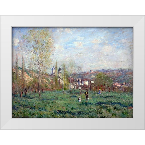 Monet, Claude 18x15 White Modern Wood Framed Museum Art Print Titled - Spring in Vetheuil 1880