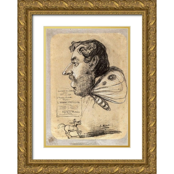 Monet, Claude 18x24 Gold Ornate Wood Framed with Double Matting Museum Art Print Titled - Caricature of Jules Didier (“Butterfly Man”)
