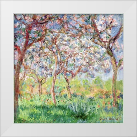 Monet, Claude 20x20 White Modern Wood Framed Museum Art Print Titled - Printemps a Giverny