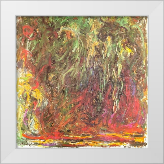 Monet, Claude 20x20 White Modern Wood Framed Museum Art Print Titled - Weeping Willow 1920