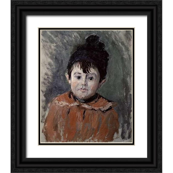 Monet, Claude 20x24 Black Ornate Wood Framed with Double Matting Museum Art Print Titled - Michel Monet in a Pompom Hat, 1880
