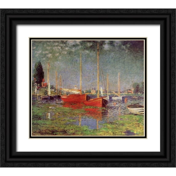 Monet, Claude 23x20 Black Ornate Wood Framed with Double Matting Museum Art Print Titled - Argenteuil, 1875