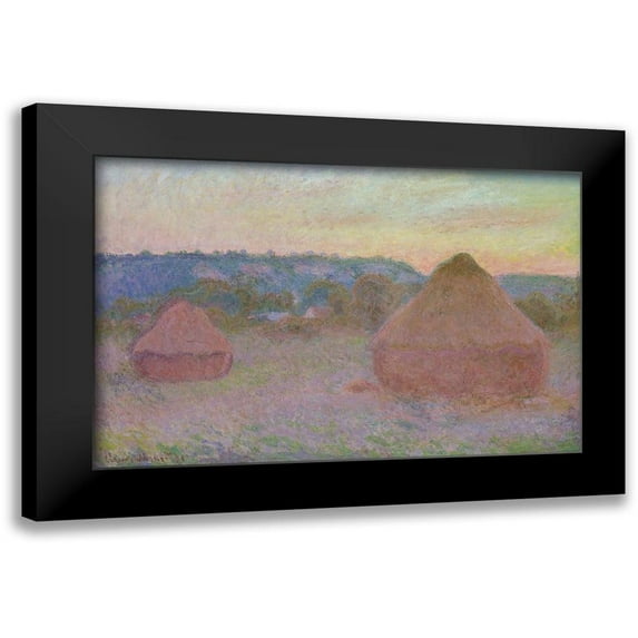 Monet, Claude 24x17 Black Modern Framed Museum Art Print Titled - Stacks of Wheat (End of Day, Autumn)