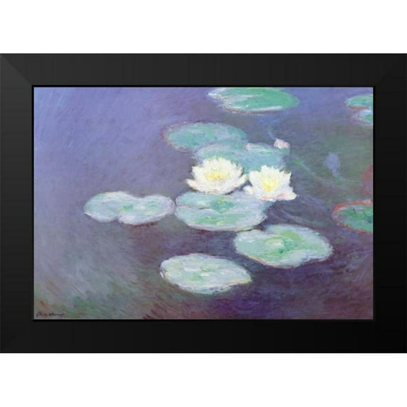 Monet, Claude 24x18 Black Modern Framed Museum Art Print Titled - Nympheas Sunlight Effect II