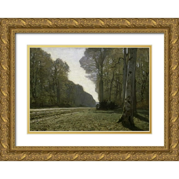 Monet, Claude 24x18 Gold Ornate Wood Framed with Double Matting Museum Art Print Titled - Route du Bas Breau