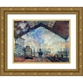 thumbnail image 1 of Monet, Claude 24x19 Gold Ornate Wood Framed with Double Matting Museum Art Print Titled - Gare St. Lazare, 1 of 4
