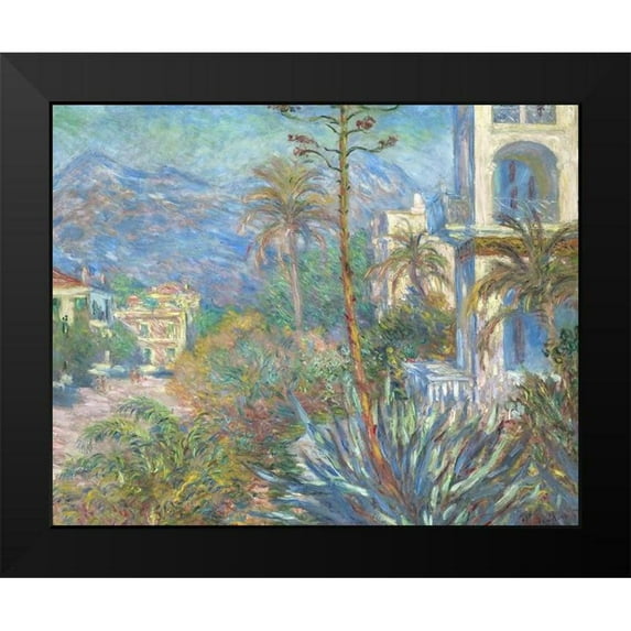 Monet, Claude 24x20 Black Modern Framed Museum Art Print Titled - Villas at Bordighera
