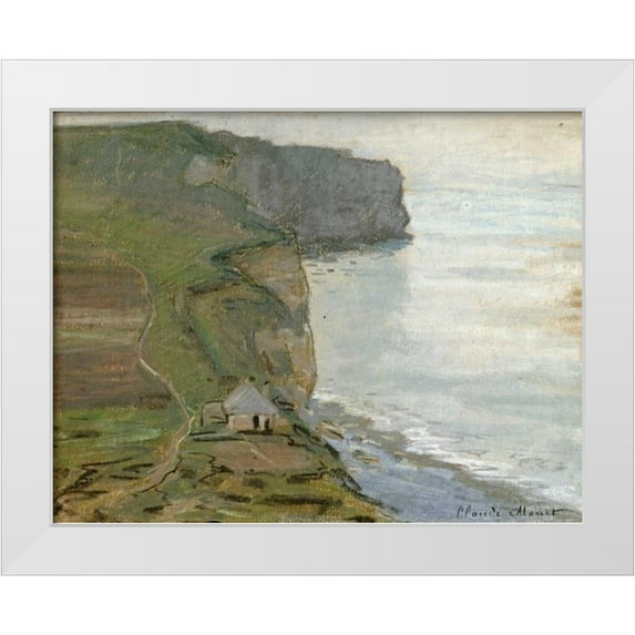 Monet, Claude 24x20 White Modern Wood Framed Museum Art Print Titled - Cap dAntifer, Etretat