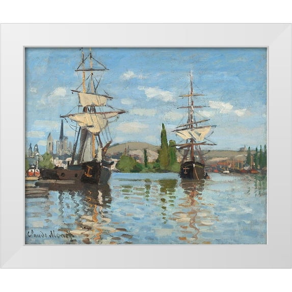 Monet, Claude 24x20 White Modern Wood Framed Museum Art Print Titled - The Seine At Rouen