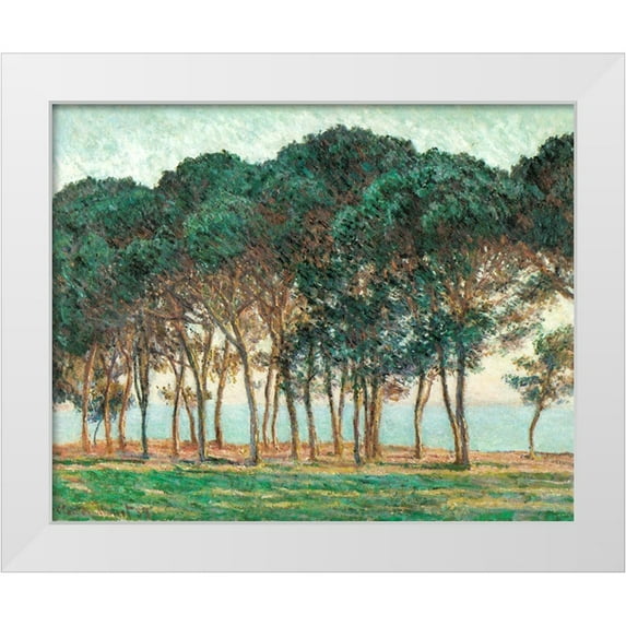 Monet, Claude 24x20 White Modern Wood Framed Museum Art Print Titled - Umbrella Pines-Antibes 1888