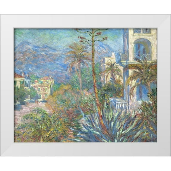 Monet, Claude 24x20 White Modern Wood Framed Museum Art Print Titled - Villas at Bordighera