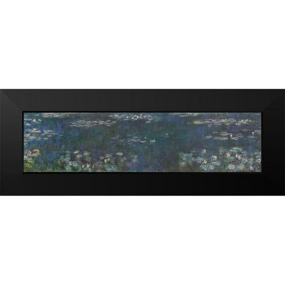 Monet, Claude 24x9 Black Modern Framed Museum Art Print Titled - The Water Lilies - Green Reflections