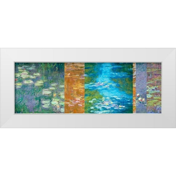 Monet, Claude 32x14 White Modern Wood Framed Museum Art Print Titled - Waterlilies II