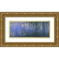 thumbnail image 1 of Monet, Claude 32x15 Gold Ornate Wood Framed with Double Matting Museum Art Print Titled - Water Lilies: Morning with Willows, c. 1918-26 - center panel, 1 of 4