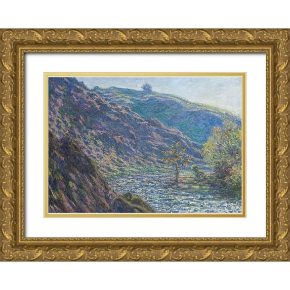 Monet, Claude 32x24 Gold Ornate Wood Framed with Double Matting Museum Art Print Titled - The Petite Creuse River