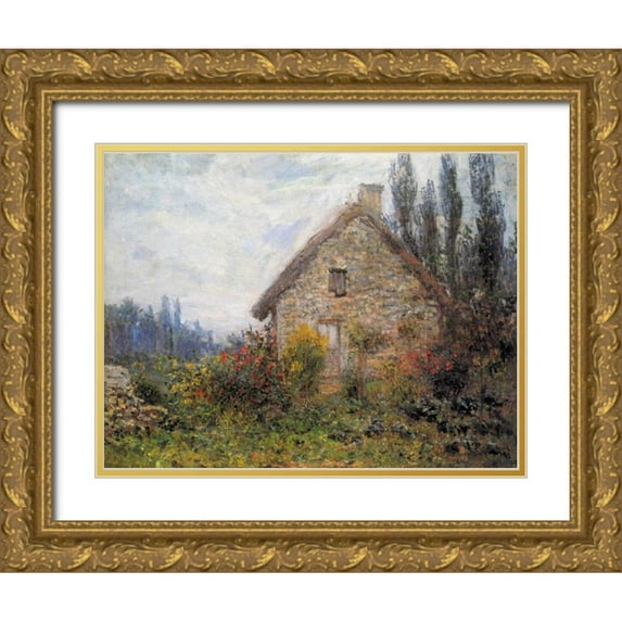 Monet, Claude 32x25 Gold Ornate Wood Framed with Double Matting Museum Art Print Titled - Cottage 1879
