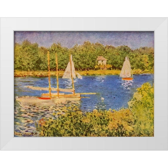 Monet, Claude 32x25 White Modern Wood Framed Museum Art Print Titled - Seine at Argenteuil