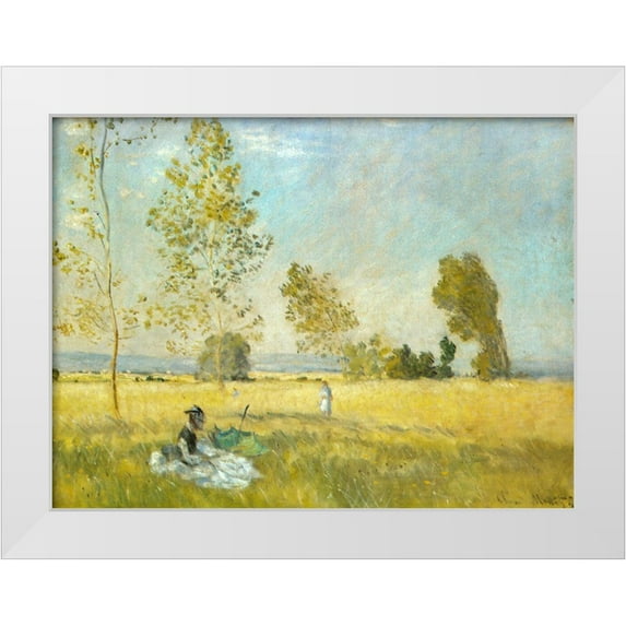 Monet, Claude 32x25 White Modern Wood Framed Museum Art Print Titled - Summer-The Meadow 1874