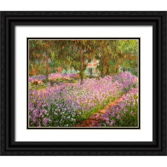 Monet, Claude 32x26 Black Ornate Wood Framed with Double Matting Museum Art Print Titled - Monets garden at Giverny 1900