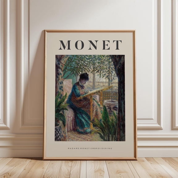 Monet Embroidering Interior Impressionist Scene Wall Decor Unframed Paper Print