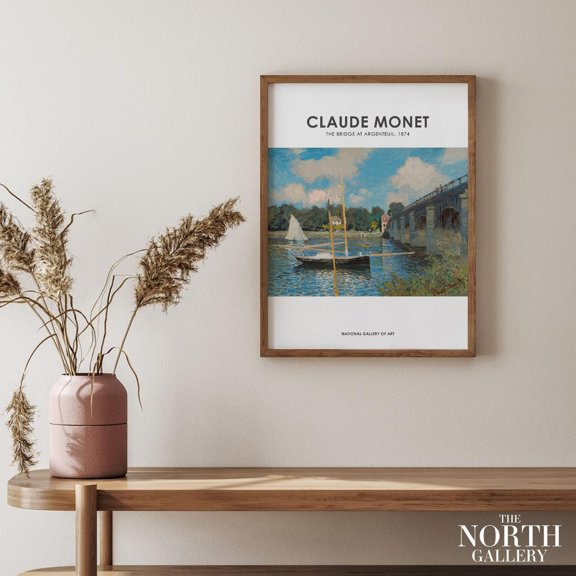 Monet Exhibition Poster, The Bridge At Argenteuil, French, Floral Print, Decor, UNFRAMED Poster, Wall Art for Decor, Present, 8x12