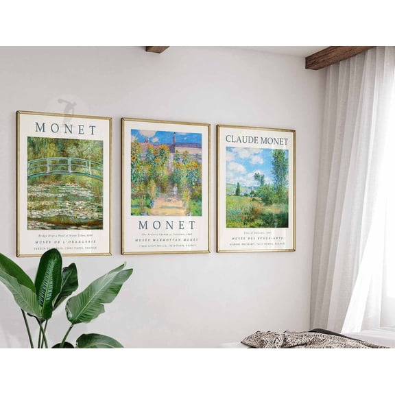Monet Floral Claude Monet Exhibition Prints Gallery Wall Vintage Office Set 3 Unframed Paper Print 8x12